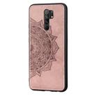 For Xiaomi Redmi 9 Mandala Embossed Cloth Cover PC + TPU Mobile Phone Case with Magnetic Function and Hand Strap(Rose Gold) - 2