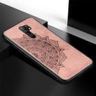 For Xiaomi Redmi 9 Mandala Embossed Cloth Cover PC + TPU Mobile Phone Case with Magnetic Function and Hand Strap(Rose Gold) - 3