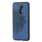 For Xiaomi Redmi 9 Mandala Embossed Cloth Cover PC + TPU Mobile Phone Case with Magnetic Function and Hand Strap(Blue) - 2