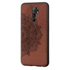 For Xiaomi Redmi 9 Mandala Embossed Cloth Cover PC + TPU Mobile Phone Case with Magnetic Function and Hand Strap(Brown) - 2