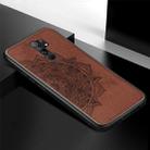 For Xiaomi Redmi 9 Mandala Embossed Cloth Cover PC + TPU Mobile Phone Case with Magnetic Function and Hand Strap(Brown) - 3