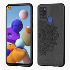 For Samsung Galaxy A21s Mandala Embossed Cloth Cover PC + TPU Mobile Phone Case with Magnetic Function and Hand Strap(Black) - 1