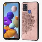 For Samsung Galaxy A21s Mandala Embossed Cloth Cover PC + TPU Mobile Phone Case with Magnetic Function and Hand Strap(Rose Gold) - 1