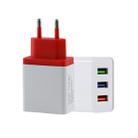 2A 3 USB PortsTravel Charger, EU Plug(Red) - 1