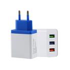 2A 3 USB PortsTravel Charger, EU Plug(Blue) - 1