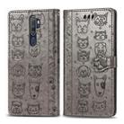 For OPPO A5 (2020) / A9 (2020) Cute Cat and Dog Embossed Horizontal Flip Leather Case with Holder & Card Slots & Wallet & Cartoon Clasp & Lanyard(Gray) - 1