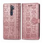 For OPPO A5 (2020) / A9 (2020) Cute Cat and Dog Embossed Horizontal Flip Leather Case with Holder & Card Slots & Wallet & Cartoon Clasp & Lanyard(Rose Gold) - 1