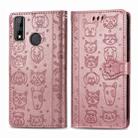 For Huawei Y8S Cute Cat and Dog Embossed Horizontal Flip Leather Case with Holder & Card Slots & Wallet & Cartoon Clasp & Lanyard(Rose Gold) - 1