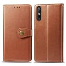 For Huawei Enjoy 10E Retro Solid Color Leather Buckle Phone Case with Lanyard & Photo Frame & Card Slot & Wallet & Stand Function(Brown) - 1