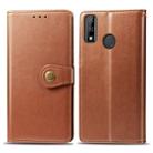 For Huawei Y8S Retro Solid Color Leather Buckle Phone Case with Lanyard & Photo Frame & Card Slot & Wallet & Stand Function(Brown) - 1
