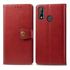 For Huawei Y8S Retro Solid Color Leather Buckle Phone Case with Lanyard & Photo Frame & Card Slot & Wallet & Stand Function(Red) - 1