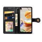 For LG K61 Retro Solid Color Leather Buckle Phone Case with Lanyard & Photo Frame & Card Slot & Wallet & Stand Function(Black) - 2
