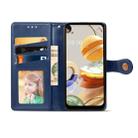 For LG K61 Retro Solid Color Leather Buckle Phone Case with Lanyard & Photo Frame & Card Slot & Wallet & Stand Function(Blue) - 2