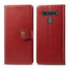 For LG K61 Retro Solid Color Leather Buckle Phone Case with Lanyard & Photo Frame & Card Slot & Wallet & Stand Function(Red) - 1