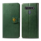 For LG K61 Retro Solid Color Leather Buckle Phone Case with Lanyard & Photo Frame & Card Slot & Wallet & Stand Function(Green) - 1