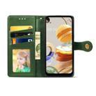 For LG K61 Retro Solid Color Leather Buckle Phone Case with Lanyard & Photo Frame & Card Slot & Wallet & Stand Function(Green) - 2