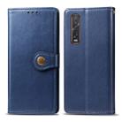 For OPPO Find X2 Pro Solid Color Leather Buckle Phone Case with Lanyard & Photo Frame & Card Slot & Wallet & Stand Function(Blue) - 1