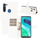 For Motorola Moto G8 Litchi Texture Horizontal Flip Protective Case with Holder & Card Slots & Wallet(White) - 1