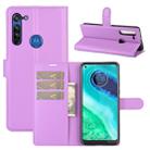 For Motorola Moto G8 Litchi Texture Horizontal Flip Protective Case with Holder & Card Slots & Wallet(Purple) - 1