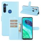 For Motorola Moto G8 Litchi Texture Horizontal Flip Protective Case with Holder & Card Slots & Wallet(Blue) - 1