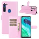 For Motorola Moto G8 Litchi Texture Horizontal Flip Protective Case with Holder & Card Slots & Wallet(Pink) - 1