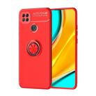 For Xiaomi Redmi 9C Metal Ring Holder 360 Degree Rotating TPU Case(Red+Red) - 1