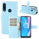 For Alcatel 1SE  2020 Litchi Texture Horizontal Flip Protective Case with Holder & Card Slots & Wallet(Blue) - 1