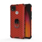 For Xiaomi Redmi 9C Shockproof Honeycomb PC + TPU Ring Holder Protection Case(Red) - 1