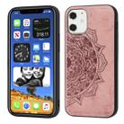 For iPhone 12 mini Mandala Embossed Cloth Cover PC + TPU Mobile Phone Case with Magnetic Function and Hand Strap(Rose Gold) - 1
