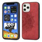 For iPhone 12 / 12 Pro Mandala Embossed Cloth Cover PC + TPU Mobile Phone Case with Magnetic Function and Hand Strap(Red) - 1