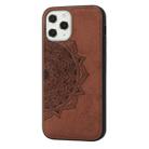 For iPhone 12 / 12 Pro Mandala Embossed Cloth Cover PC + TPU Mobile Phone Case with Magnetic Function and Hand Strap(Brown) - 2
