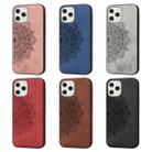 For iPhone 12 / 12 Pro Mandala Embossed Cloth Cover PC + TPU Mobile Phone Case with Magnetic Function and Hand Strap(Brown) - 8
