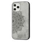 For iPhone 12 / 12 Pro Mandala Embossed Cloth Cover PC + TPU Mobile Phone Case with Magnetic Function and Hand Strap(Grey) - 2