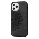 For iPhone 12 Pro Max Mandala Embossed Cloth Cover PC + TPU Mobile Phone Case with Magnetic Function and Hand Strap(Black) - 2