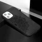 For iPhone 12 Pro Max Mandala Embossed Cloth Cover PC + TPU Mobile Phone Case with Magnetic Function and Hand Strap(Black) - 3