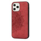 For iPhone 12 Pro Max Mandala Embossed Cloth Cover PC + TPU Mobile Phone Case with Magnetic Function and Hand Strap(Red) - 2