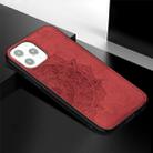 For iPhone 12 Pro Max Mandala Embossed Cloth Cover PC + TPU Mobile Phone Case with Magnetic Function and Hand Strap(Red) - 3