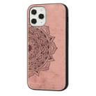 For iPhone 12 Pro Max Mandala Embossed Cloth Cover PC + TPU Mobile Phone Case with Magnetic Function and Hand Strap(Rose Gold) - 2