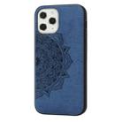 For iPhone 12 Pro Max Mandala Embossed Cloth Cover PC + TPU Mobile Phone Case with Magnetic Function and Hand Strap(Blue) - 2