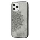 For iPhone 12 Pro Max Mandala Embossed Cloth Cover PC + TPU Mobile Phone Case with Magnetic Function and Hand Strap(Grey) - 2