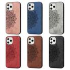 For iPhone 12 Pro Max Mandala Embossed Cloth Cover PC + TPU Mobile Phone Case with Magnetic Function and Hand Strap(Grey) - 8