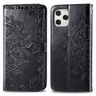 For iPhone 12 Pro Max Halfway Mandala Embossing Pattern Horizontal Flip Leather Case with Holder & Card Slots & Wallet & Lanyard(Black) - 1