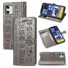 For iPhone 12 Pro Max Cute Cat and Dog Embossed Horizontal Flip Leather Case with Holder & Card Slots & Wallet & Lanyard(Grey) - 1