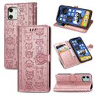 For iPhone 12 Pro Max Cute Cat and Dog Embossed Horizontal Flip Leather Case with Holder & Card Slots & Wallet & Lanyard(Rose Gold) - 1