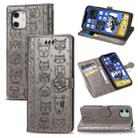 For iPhone 12 mini Cute Cat and Dog Embossed Horizontal Flip Leather Case with Holder & Card Slots & Wallet & Lanyard(Grey) - 1