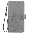 For iPhone 12 / 12 Pro Four-leaf Clasp Embossed Buckle Mobile Phone Protection Leather Case with Lanyard & Card Slot & Wallet & Bracket Function(Grey) - 2