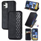 For iPhone 12 Pro Max Cubic Grid Pressed Horizontal Flip Magnetic PU Leather Case with Holder & Card Slots & Wallet(Black) - 1