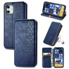 For iPhone 12 mini Cubic Grid Pressed Horizontal Flip Magnetic PU Leather Case with Holder & Card Slots & Wallet(Blue) - 1