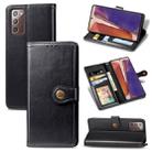 For Samsung Galaxy Note 20 Retro Solid Color Leather Buckle Phone Case with Lanyard & Photo Frame & Card Slot & Wallet & Stand Function(Black) - 1
