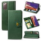 For Samsung Galaxy Note 20 Retro Solid Color Leather Buckle Phone Case with Lanyard & Photo Frame & Card Slot & Wallet & Stand Function(Green) - 1
